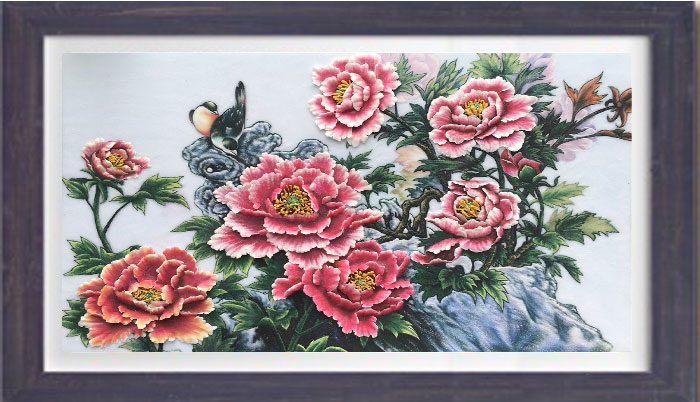 tranh đá quý hoa mẫu đơn